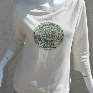 Escada Sweatshirt Ivory Green Sweater Shirt Sz S